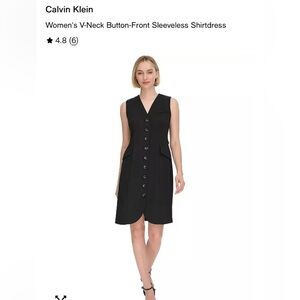 Calvin Klein NWT Black V-Neck Button-Front Dress